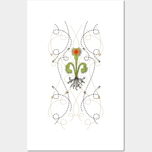 art nouveau venus fly trap fleur de lis Posters and Art